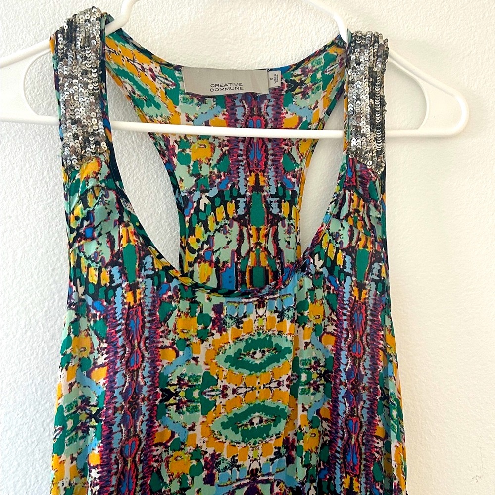 Multicolor Geometric Backless Dress